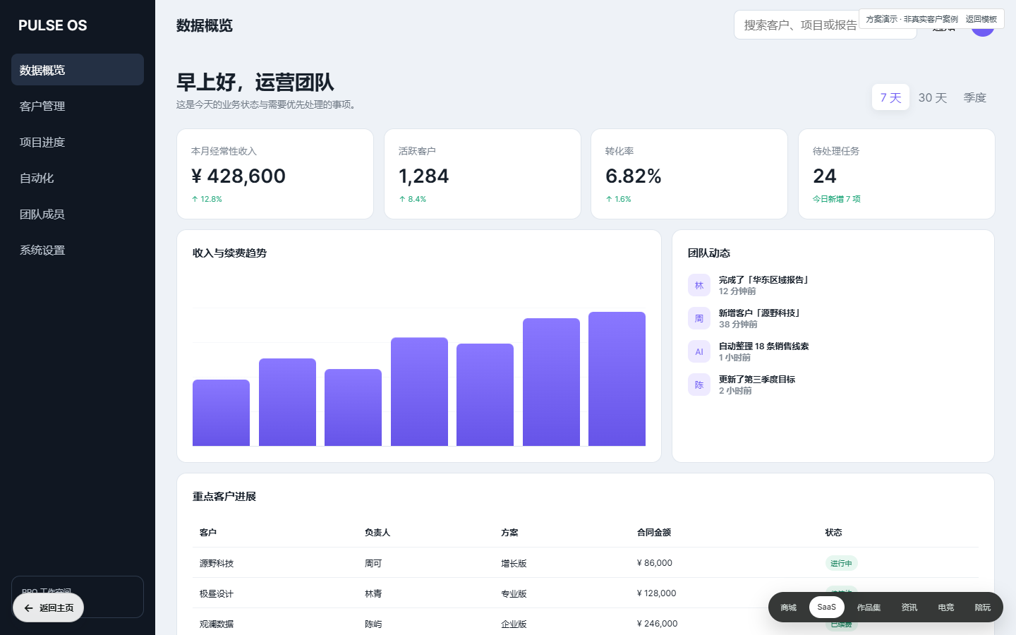 SaaS 管理系统模板预览